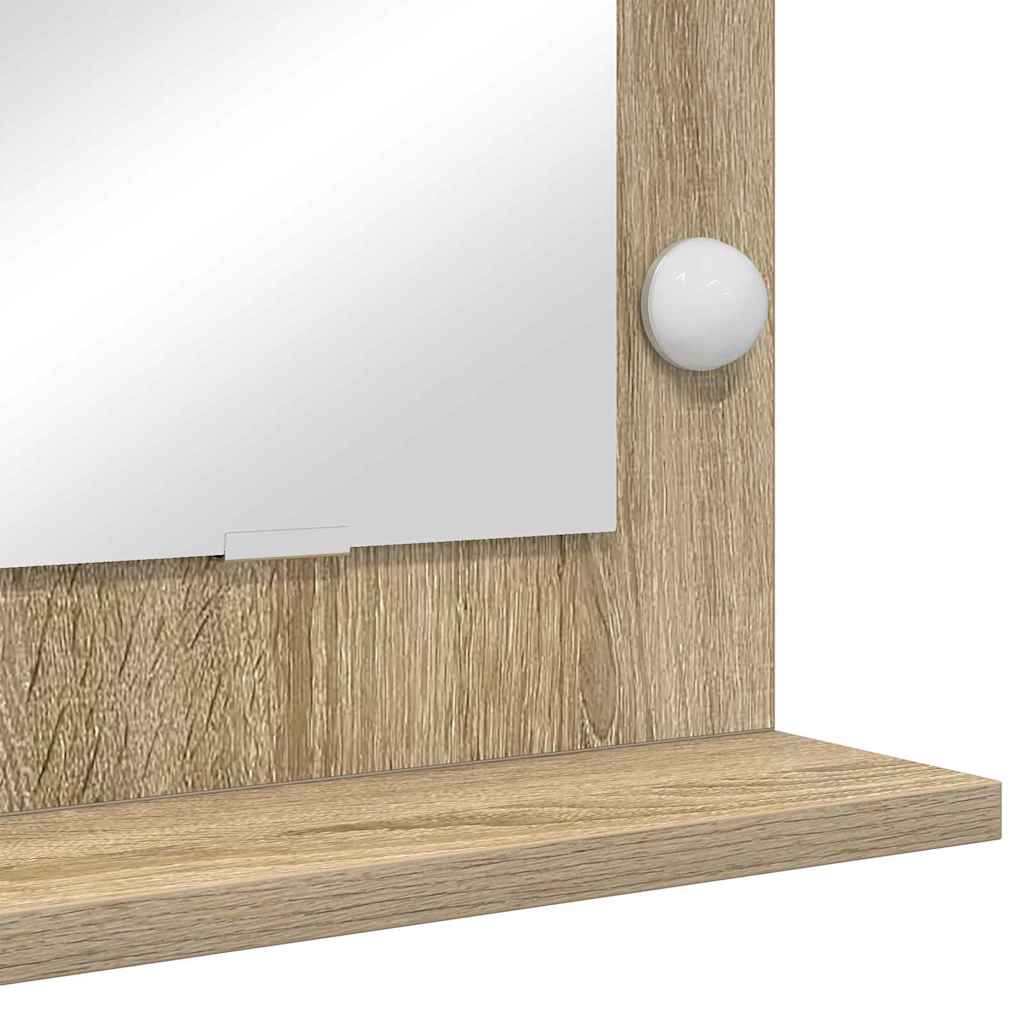 Vanity Mirror with LED Strip Lights Sonoma Oak 80 x 55 x 18 cm